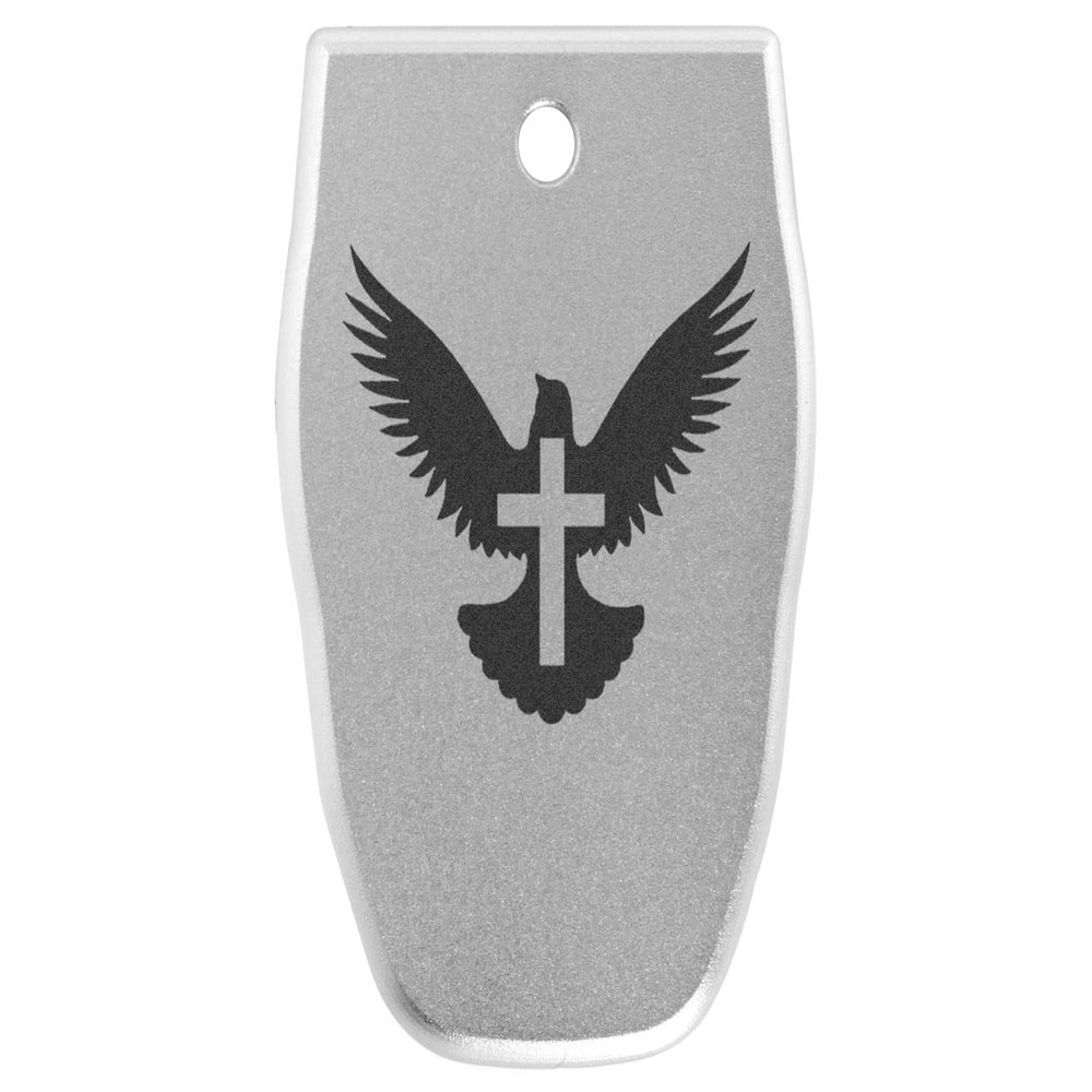 NDZ Performance Magazine Base Plate for Smith & Wesson SD9, SD9 2.0, SD9 VE in 9mm Laser Engraved Anodized Aluminum in Silver - Bible Dove Cross