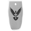 NDZ Performance Magazine Base Plate for Smith & Wesson SD9, SD9 2.0, SD9 VE in 9mm Laser Engraved Anodized Aluminum in Silver - Bible Dove Cross view 1