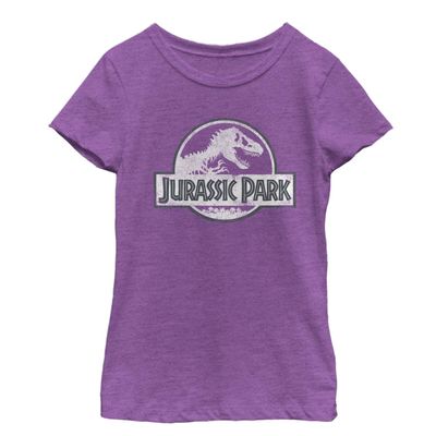 Jurassic Park Girl's Distressed Park T-Shirt, Pur Berry, Small