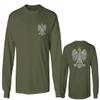 0083. Poland Pride Vintage Style Retro Polish Eagle Flag Polska Soccer Men's Long Sleeve t Shirt (Olive, Small) view 1