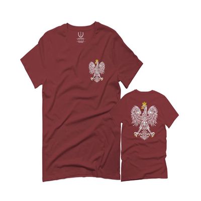 0083. Poland Pride Vintage Style Retro Polish Eagle Flag Polska Soccer for Men T Shirt (Maroon, 2X Largel)