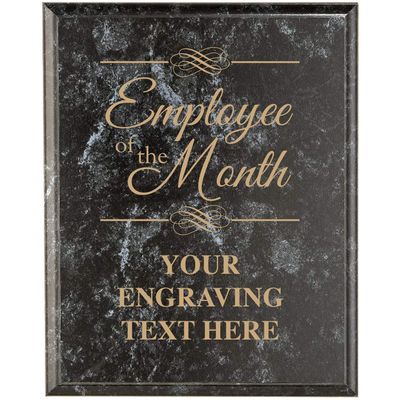 Crown Awards Corporate Employee Recognition Plaques - 7 x 9 Employee of The Month Black Marbleized Recognition Trophy Plaque Award Prime