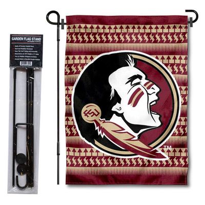 Florida State FSU Noles Chevron Pattern Garden Flag with Stand Holder