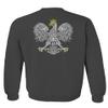 0083. Poland Pride Vintage Style Retro Polish Eagle Flag Polska Soccer Men's Crewneck Sweatshirt (Characol Small) Charcoal view 3