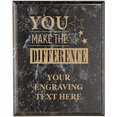 Crown Awards Corporate Above and Beyond Plaques - 7 x 9 You Make The Difference Black Marbleized Recognition Trophy Plaque Award Prime