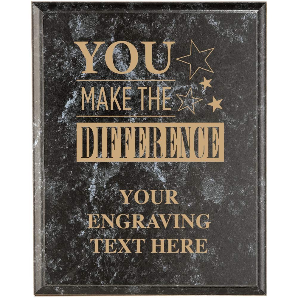 Crown Awards Corporate Above and Beyond Plaques - 7 x 9 You Make The Difference Black Marbleized Recognition Trophy Plaque Award Prime