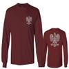 0083. Poland Pride Vintage Style Retro Polish Eagle Flag Polska Soccer Men's Long Sleeve t Shirt (Maroon X-Large) view 1