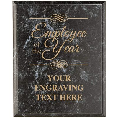 Crown Awards Corporate Employee Recognition Plaques - 7 x 9 Employee of The Year Black Marbleized Recognition Trophy Plaque Award Prime