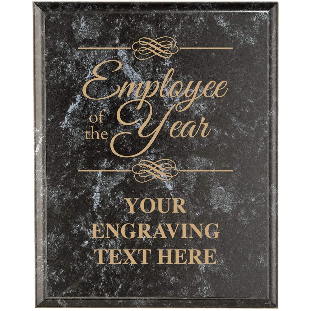 Crown Awards Corporate Employee Recognition Plaques - 7 x 9 Employee of The Year Black Marbleized Recognition Trophy Plaque Award Prime