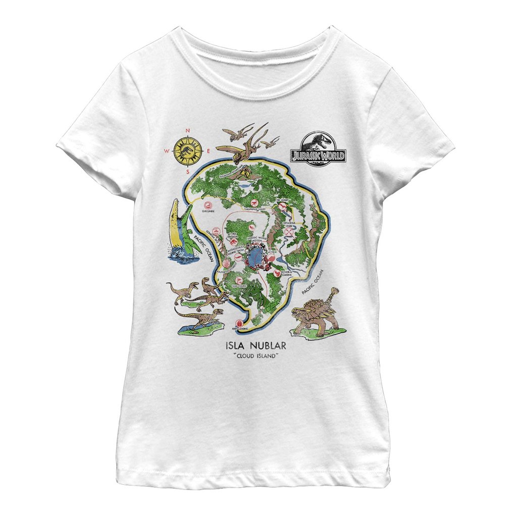 Fifth Sun girls Jurassic World Isla Nublar Short Sleeve Tee T Shirt, White, X-Small US