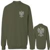 0083. Poland Pride Vintage Style Retro Polish Eagle Flag Polska Soccer Men's Crewneck Sweatshirt (Olive, Medium) view 1