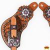 HILASON Brown Western Leather Spur Straps Floral Crystals Bling Conchos | for Women and Men view 2
