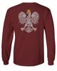0083. Poland Pride Vintage Style Retro Polish Eagle Flag Polska Soccer Men's Long Sleeve t Shirt (Maroon Medium) view 2