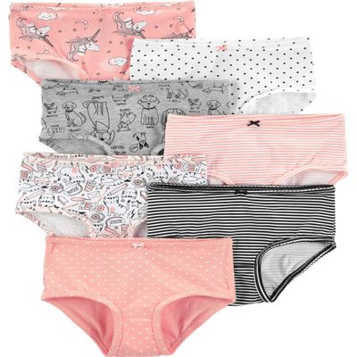 Carter's Little Girl's 7-Pack Underwear Underwear, Animals Green, 6-6X