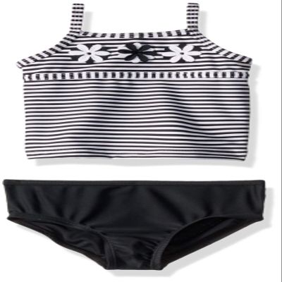 Carter's Baby Girl's Two-Piece Swimsuit Swimwear, Black Stripe, 12 Months