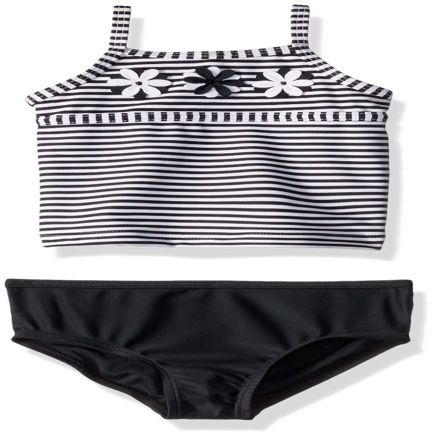Carter's Baby Girl's Two-Piece Swimsuit Swimwear, Black Stripe, 12 Months