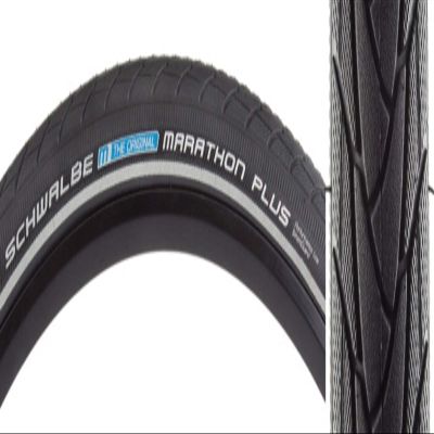 Schwalbe - Marathon Plus Ebike and MTB Wire Clincher Bike Tire | 700 x 25 | Performance Line | Black/Reflective