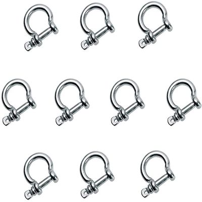 10 PCS M4 Stainless Steel Bow Shackle 5/32" (4mm) Forged Anchor Bow Shackle with Screw Pin for Paracord Jewelry Marine, Silver Color