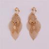 GRACE JUN Copper Material Multi-layer Leaf Shape Clip on Earrings No Pierced for Women Not Allergy (728 Gold clip on) view 2