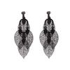 GRACE JUN Copper Material Multi-layer Leaf Shape Clip on Earrings No Pierced for Women Not Allergy (728 Gun black clip on) view 1