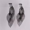 GRACE JUN Copper Material Multi-layer Leaf Shape Clip on Earrings No Pierced for Women Not Allergy (728 Gun black clip on) view 2