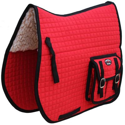 Horse Quilted Western English All-Purpose Trail Ride Saddle PAD Pockets Red 7277