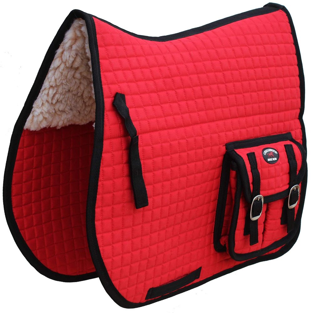 Horse Quilted Western English All-Purpose Trail Ride Saddle PAD Pockets Red 7277