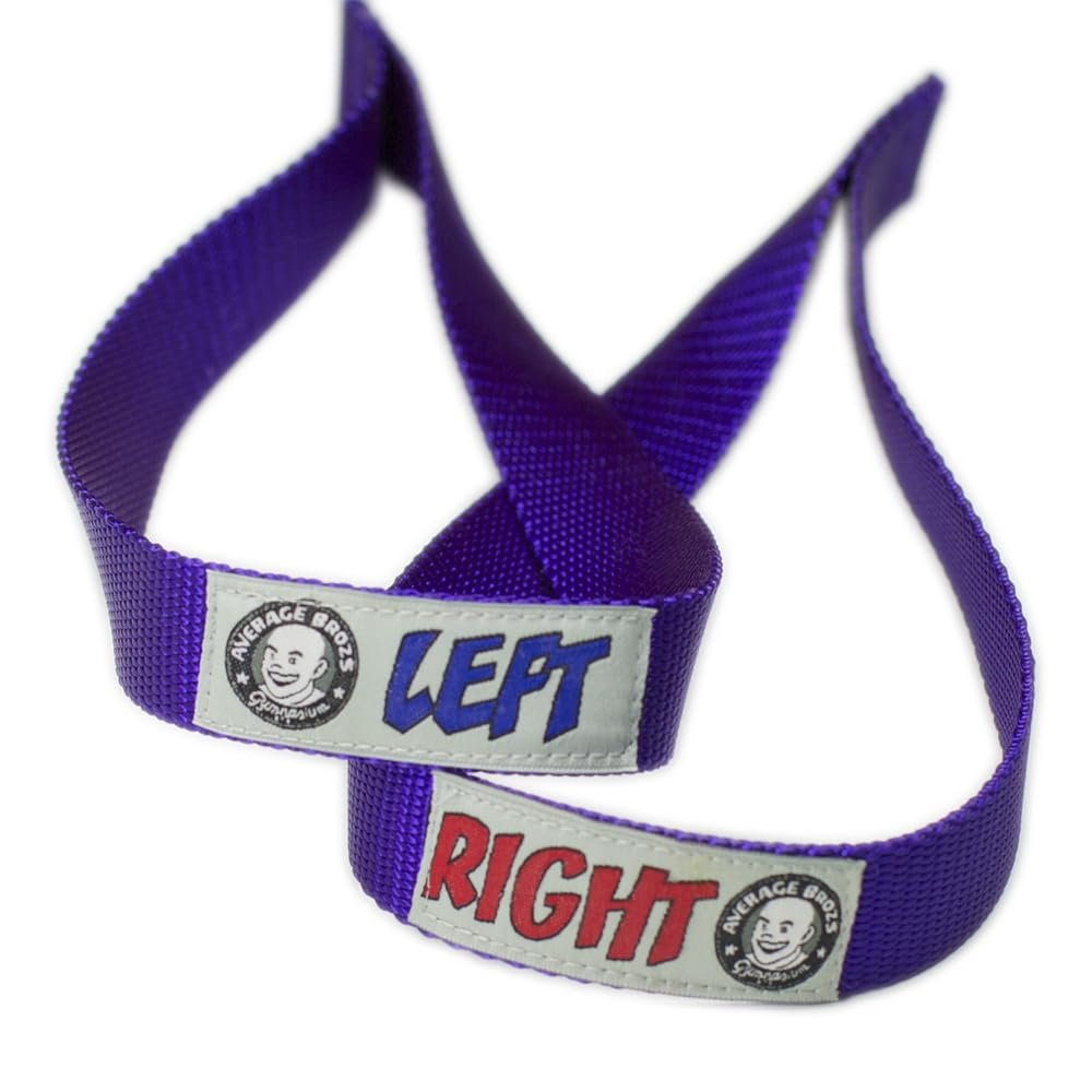 Average Broz Weight Lifting Straps by ABG - Color Coded Left/Right Hand Labels - 100% Made in The USA (Plum Crazy)