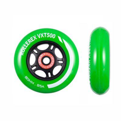 Rollerex VXT500 Inline Skate Wheels  2-Pack (Optional Bearings, Spacers and Washers) - Durable Replacement Roller Blade Wheels for Indoor & Outdoor Skating (Turf Green, 72mm)