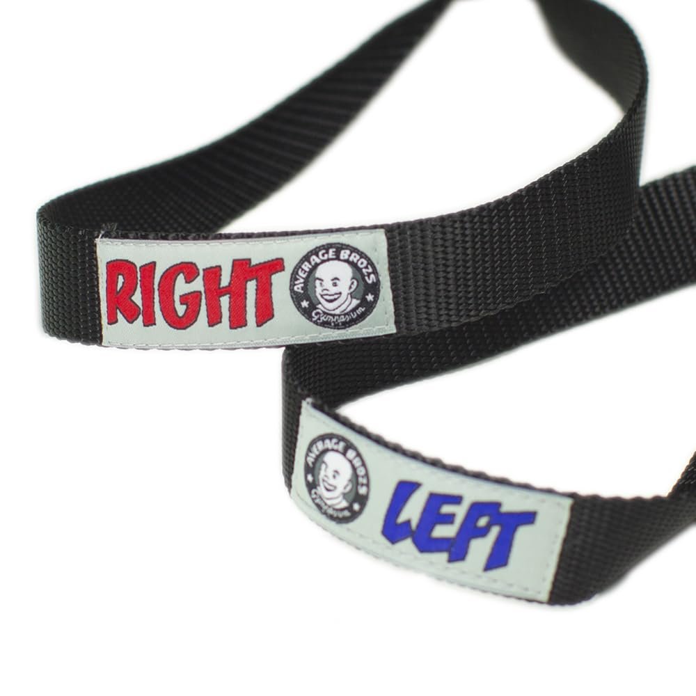 Average Broz Weight Lifting Straps by ABG - Color Coded Left/Right Hand Labels - 100% Made in The USA (Jet Black)