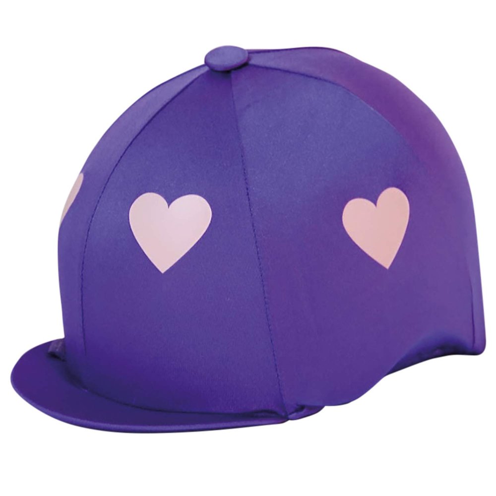 Capz Heartz Motif Lycra Cap Cover (One Size) (Purple/Pink)