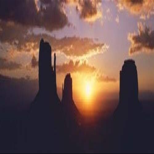 Posterazzi Silhouette of buttes at sunset The Mittens Tribal Park Monument Valley Utah USA Poster Print, (18 x 6)