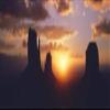Posterazzi Silhouette of buttes at sunset The Mittens Tribal Park Monument Valley Utah USA Poster Print, (18 x 6) view 1
