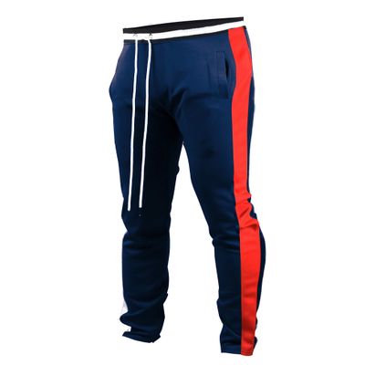 SCREENSHOT Men's Athletic Fitness Slim Fit Workout Track Pants BASIC S41700-Navy/Red-2XLarge