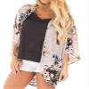 FINOCEANS Cardigans for Women Kimono Floral Sheer Chiffon Small Pale Mauve view 1