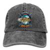 Adult Fishing Baseball Dad Hat Printed Lingcod Fish Design Black view 1