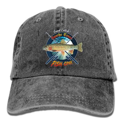 Adult Fishing Baseball Dad Hat Printed Apache Trout Fish Design Black