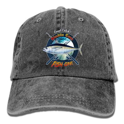 Adult Fishing Baseball Dad Hat Printed Blackfin Tuna Fish Design