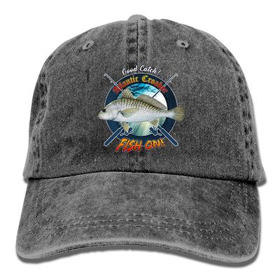 Adult Fishing Baseball Dad Hat Printed Atlantic Croaker Fish Design Black