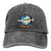 Adult Fishing Baseball Dad Hat Printed Chain Pickerel Fish Design Black view 1