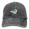 Adult Fishing Baseball Dad Hat Printed California Yellowtail Fish Design Black view 1