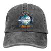 Adult Fishing Baseball Dad Hat Printed Mako Shark Fish Design Black view 1