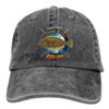 Adult Fishing Baseball Dad Hat Printed California Halibut Fish Design Black view 1