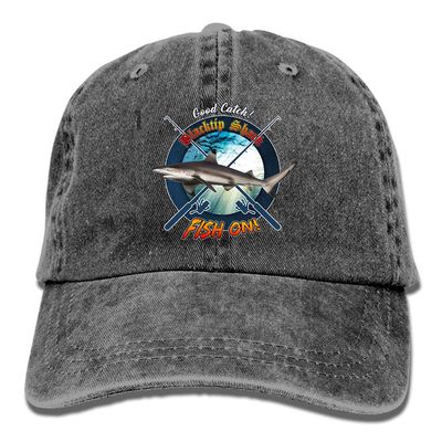 Adult Fishing Baseball Dad Hat Printed Blacktip Shark Fish Design