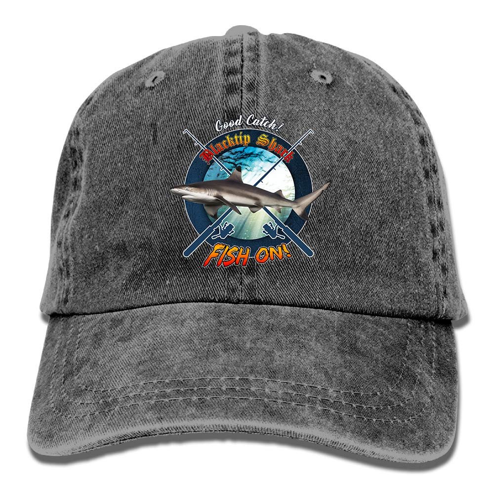 Adult Fishing Baseball Dad Hat Printed Blacktip Shark Fish Design