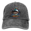 Adult Fishing Baseball Dad Hat Printed Atlantic Halibut Fish Design Black view 1