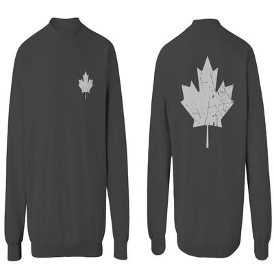 0085. Canadian Maple Leaf Flag Canada Pride Vintage Men's Crewneck Sweatshirt (Characol X-Large) Charcoal