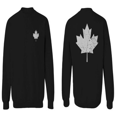 0085. Canadian Maple Leaf Flag Canada Pride Vintage Men's Crewneck Sweatshirt (Black X-Large)