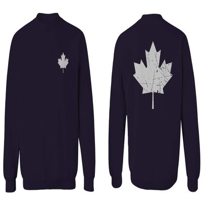 0085. Canadian Maple Leaf Flag Canada Pride Vintage Men's Crewneck Sweatshirt (Navy X-Large)
