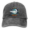 Adult Fishing Baseball Dad Hat Printed Dogtooth Tuna Fish Design Black view 1
